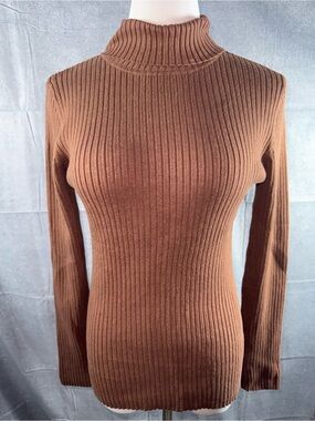 2612-Chadwicks Ribbed Turtleneck Sweater - Brown